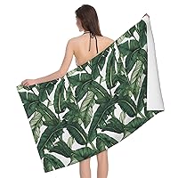 (Tropical Banana Palm Leaves) Highly Absorbent Quick Dry Premium Towel for Bathroom Spa Gym Hotel Shower Towel for Daily Use