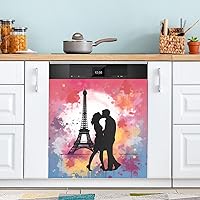 Valentine‘s Day Paris Lover Kitchen Dishwasher Magnet Cover Durable Refrigerator Magnets Decorative Firmly Adhered Dish Washer Door Cover for Mailbox Filing Cabinets Garage Door 23x26in