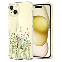 Unov Case Compatible with iPhone 15 Plus Case Clear with Design Embossed Floral Pattern Soft TPU Bumper Slim Protective 6.7 Inch (Flower Bouquet)