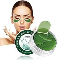 60Pcs Eye Patches 24K Gold -Gel Eye Mask Sheet Lady Skin Care Pad Remove Fine Lines Smooth Repair the Eyes Skin (Green, One Size)