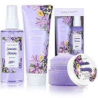 BODY & EARTH Body Mist Gift Set - Spa Gifts for Women, Perfume, Body Lotion, and Body Scrub in a Lavender Dreams Box- Perfect Birthday Gifts for Moms, and Special Occasions,Unique Gift Ideas for Her