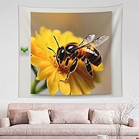 YQxwJL Honey bee and flower Print Tapestry Wall Hanging, Aesthetic Vintage Tapestries, Wall Hanging for Living Room Dorm