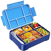 Jelife Bento Lunch Box for Kids - 1450ml Leakproof Kids Bento Box 6 Compartments Toddler Lunch boxes with Silverware for Back to School, Reusable LunchBox Snack Container for Daycare