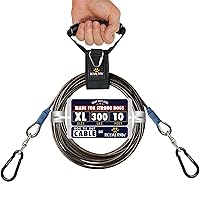 Dog Tie Out Cable - Tie Out Cable for Dogs (up to 300 lbs) - Use Dog Tie-Outs & Stakes for Outside - Best Heavy Duty Dog Leash for Large Dogs (10ft - Black Onyx)