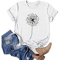 COTECRAM Women's T Shirts Short Sleeve Tees Casual Sunflower Cute Graphic Loose Summer Tops 2024