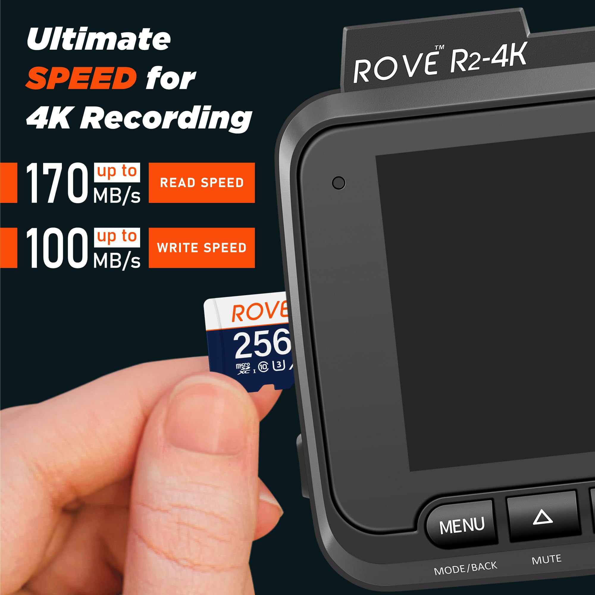 ROVE R2-4K Dash Cam | Hardwire Kit | 256GB Micro SD Card