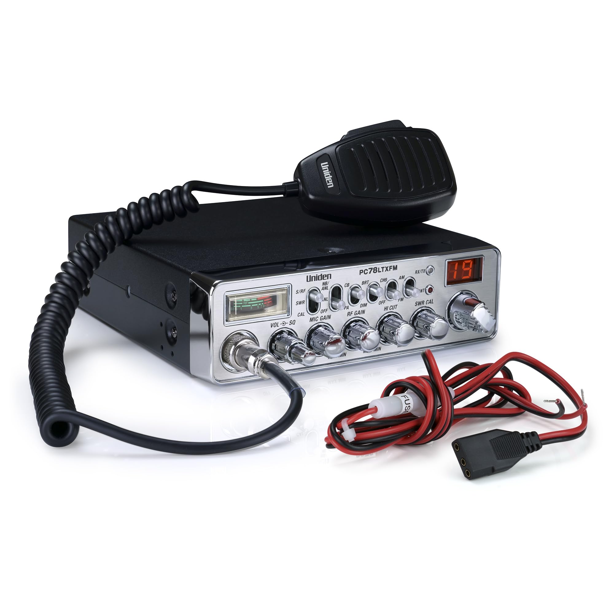 Uniden PC78LTXFM Professional 40-Channel CB Radio with Dual-Mode AM/FM, Integrated SWR Meter, PA/CB Function, Hi Cut, RF/Mic Gain Control, and Instant Channel 9