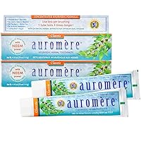Auromere Ayurvedic Herbal Toothpaste, Classic Licorice Flavour - Vegan, Natural, Non GMO, Fluoride Free, Gluten Free, with Neem & Peelu (4.16 oz), 2 Pack