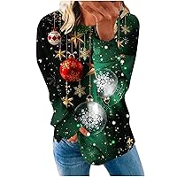 Christmas Sweatshirt Women Cute Santa Print Graphic Pullover Top Oversized Loose Fit Blouse Holiday Party Shirts