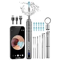 Ear Wax Removal Tool Camera, Ear Cleaner with Camera, Ear Cleaning Kit 1296P HD Ear Scope, 6 LED Lights and 10 Ear Picks, Earwax Removal with Otoscope to Earify Earwax for iOS and Android, Gray