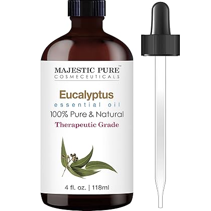 MAJESTIC PURE Eucalyptus Essential Oil, Therapeutic Grade, Pure and Natural Premium Quality Oil, 4 fl oz
