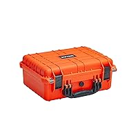 MEIJIA Portable All Weather Waterproof Protective Case,Hard Case,Camera Case With Customized Fit Foam,Fit Use of Drones,Camera,Equipments,Pistols,13.35 x11.63x5.98inches (Orange)