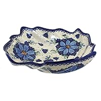 Blue Rose Polish Pottery Daisy Surprise Large Leaf Bowl