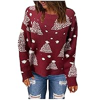Women's Christmas Ugly Sweater Santa Hat Patterns Xmas Knitted Tops Long Sleeve Crewneck Casual Pullover Jumpers