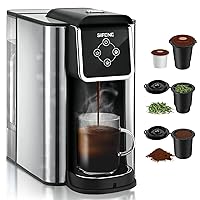 Single Serve Coffee Maker, 3-in-1 Quick Brew for Coffee Pods, Ground Coffee, & Loose Tea, 6-12oz Cup Sizes, 50oz Removable Water Tank, 1150W, Compact, Black