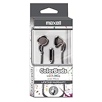 Maxell 199712 Comfortable Lightweight Dynamic Sound Reproduction Color Buds with Hands Free Built-In Microphone - Silver