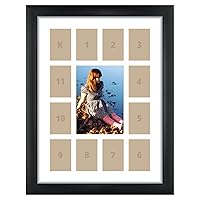 1WB3BK 12 by 16-Inch Black Picture Frame, Single White Collage Mat with 13 Openings