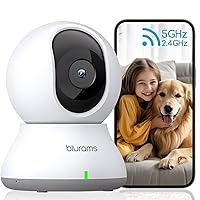 blurams Indoor Security Camera, 2K Pet Camera, 5GHz/2.4GHz Dual-Band, PTZ Dog Camera with Phone App, 360° Cameras for Home Security, 2-Way Audio, Motion Tracking, Night Vision, Siren, Cloud&SD
