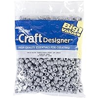 Darice Opaque Gray Pony Beads – Great Craft Projects for All Ages – Bead Jewelry, Ornaments, Key Chains, Hair Beading – Round Plastic Bead With Center Hole, 9mm Diameter, 720 Beads Per Bag