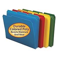 Poly File Folder, 1/3-Cut- Tab Letter Size, Assorted Colors, 24 per Box (10500)