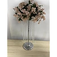 Pack of 10 23.6 Inches Tall Wedding Flower Chandeliers Flower Stand with Acrylic Bead Pendants for Wedding Table Centerpiece Wedding Aisle Road Lead Party Decoration