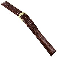 16mm Hirsch Duke Alligator Grain Genuine Leather Medium Brown Watch Band Long