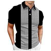 Men's Golf Button Down Color Block Polo Retro Outdoor Street Short Sleeves Shirt Print Clothing
