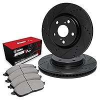 R1 Concepts Front Brakes and Rotors Kit |Front Brake Pads| Brake Rotors and Pads| Optimum OEp Brake Pads and Rotors ||fits 2011-2014 Porsche Cayenne