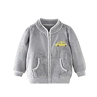 Polar Fleece Jackets Coats Toddler Baby Boys Girls Zipper Cartoon Print Pockets Sweaters