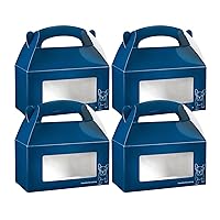 Bio Tek 9.5 x 5 x 5 Inch Gable Boxes For Party Favors 25 Durable Gift Treat Boxes - Frenchie The Bulldog Design With Clear PET Window Blue Paper Barn Boxes Built-In Handle