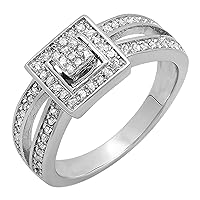 Dazzlingrock Collection 0.25 Carat (ctw) Round White Diamond Bridal Engagement Ring 1/4 CT, Sterling Silver