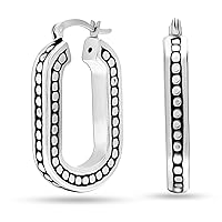 LeCalla 925 Sterling Silver Antique Light-Weight Click-Top Bali-Style Hoop Earrings for Women Teen
