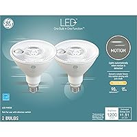 LED+ Motion Sensor LED Light Bulbs, 15W, PAR38 Outdoor Security Floodlight, Warm White (2 Pack)