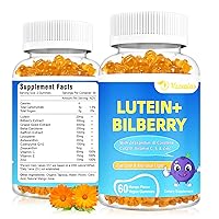 20mg Lutein & Zeaxanthin Gummies with Bilberry, Astaxanthin, Omega 3, Vitamin C, E - Sugar Free Eye Health Supplement for Adults & Kids - Dry Eye Relief, Vision Clarity, Macular Support