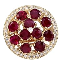 4.93 Carat Natural Red Ruby and Diamond (F-G Color, VS1-VS2 Clarity) 14K Yellow Gold Cocktail Ring for Women Exclusively Handcrafted in USA