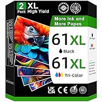 61XL Ink Cartridges Black and Color for HP 61 Ink Cartridge Combo Pack Black/Color Fit for Envy 4500 4502 OfficeJet 4610 2620 DeskJet 2540 Printer