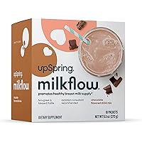 UpSpring Milkflow Lactation Supplement Drink Mix – Milk Lactation Supplement to Support Breast Milk Production with Fenugreek and Blessed Thistle, Chocolate Flavor, 18 Servings (FG0070-03)