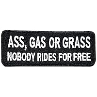 Kleenplus Ass,Gas OR Grass Nobody Ride for Free Words Slogan Iron on Patches Activities Embroidered Logo Costume Arts Sticker Biker Motorcycle Patch Accessories Repair Decoration