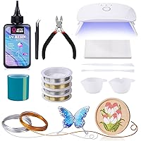 LET'S RESIN UV Resin Kit for Jewelry Making, DIY Multiple Shapes by Bubble Free UV Resin, Jewelry & Flat Aluminum Wires, UV Light, Resin Supplies for Coaster Painting, Crafting, Christmas Gifts