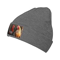 Unisex Beanie for Men and Women Rooster and Chicken Knit Hat Winter Beanies Soft Warm Ski Hats