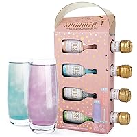 Thoughtfully Cocktails, Champagne Shimmer Gift Set, Add Shimmer to Champagne, Prosecco or Carbonated Beverages with Raspberry, Blueberry, Lime, and Blackcurrant Cocktail Drink Shimmers, Set of 4