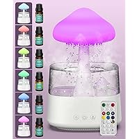 Rain Cloud Humidifier Water Drip, 2 in 1 Humidifier with Essential Oil Diffuser,450ml Cloud Humidifier Rain Drop,Mushroom Humidifier with 7 Colors for Sleeping Relaxing