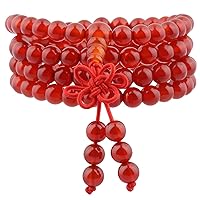 TUMBEELLUWA 6mm Stone Beads Bracelet for Women and Men, 108 Mala Prayer Beads Necklace for Unisex Elastic