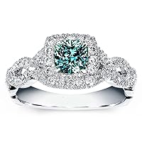 2.50 ct SI3 Cushion Moissanite Solitaire Silver Plated Engagement Ring White Gray Green Color Size 7