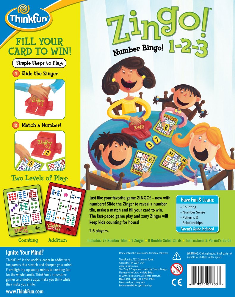 Think Fun Zingo 1-2-3 Number Bingo Game for Age 4 and Up - Award winner and Toy of the Year Nominee (7703)