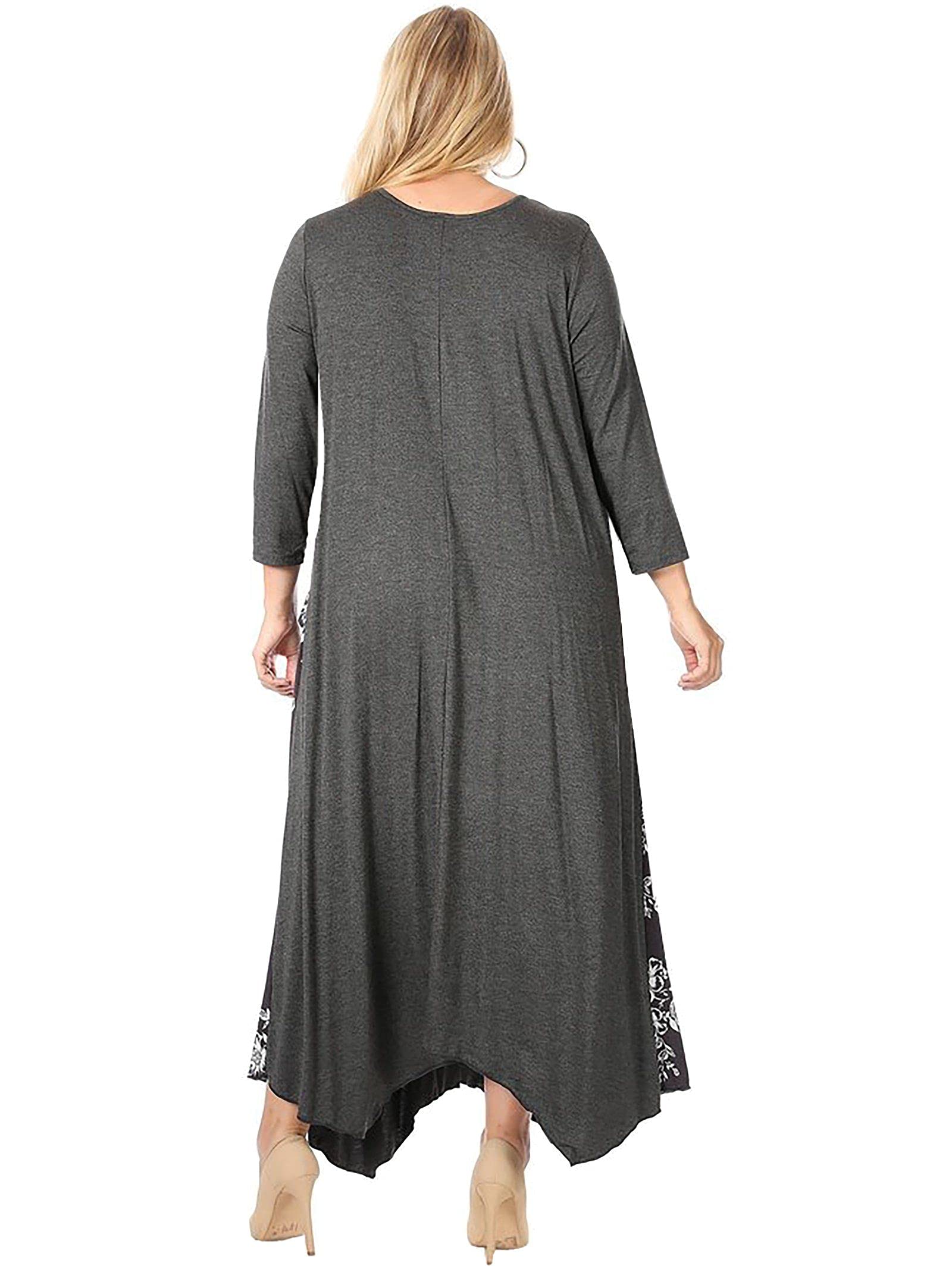 Funfash Women Plus Size Gray White Pocket Slimming Long Maxi Dress Made in USA