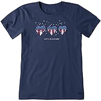 Life is Good Women's Americana Hearts Stars and Stripes Crusher Short Sleeve T-Shirt-Cotton Graphic Casual Tee