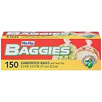 Baggies Food Storage Bags, Sandwich, Twist Tie, 150 Count