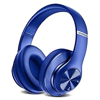 9S Wireless Over-Ear Bluetooth Headphones, 60 Hours Playtime, Hi-Fi Stereo, 6 EQ Modes, Built-in Microphone, Foldable Design, Blue