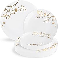 Spring Collection White with Gold Floral Design Combo Plate Set - (7.5
